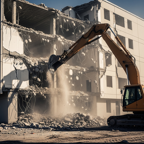 Trabajador demoliendo por errores de construcción